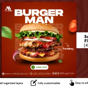 Burger Man Free Flyer Template
