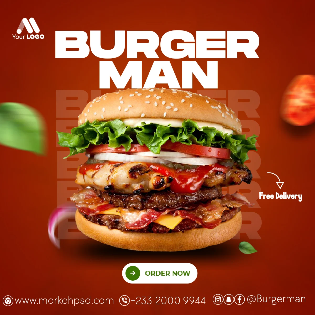 Burger man free flyer template