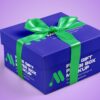 Free Gift Paper Box with Ribbon Bow Mockup