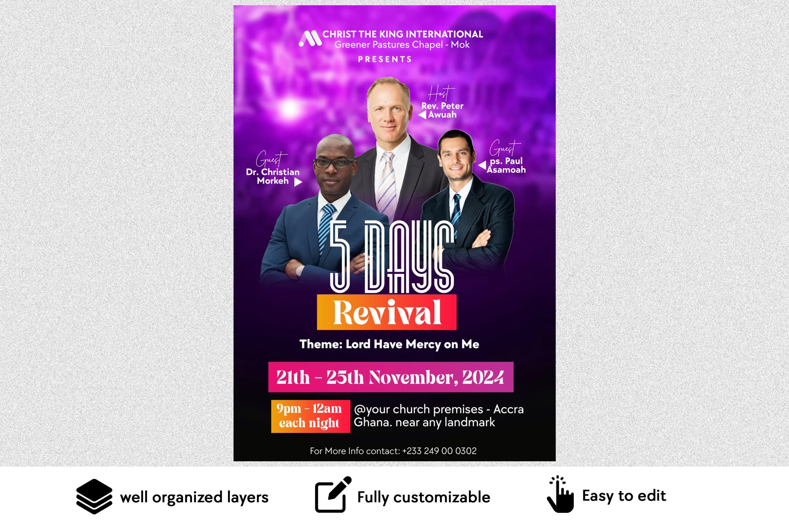 5days revival church flyer – free psd template