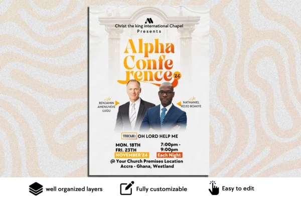 Alpha conference - free church flyer psd template