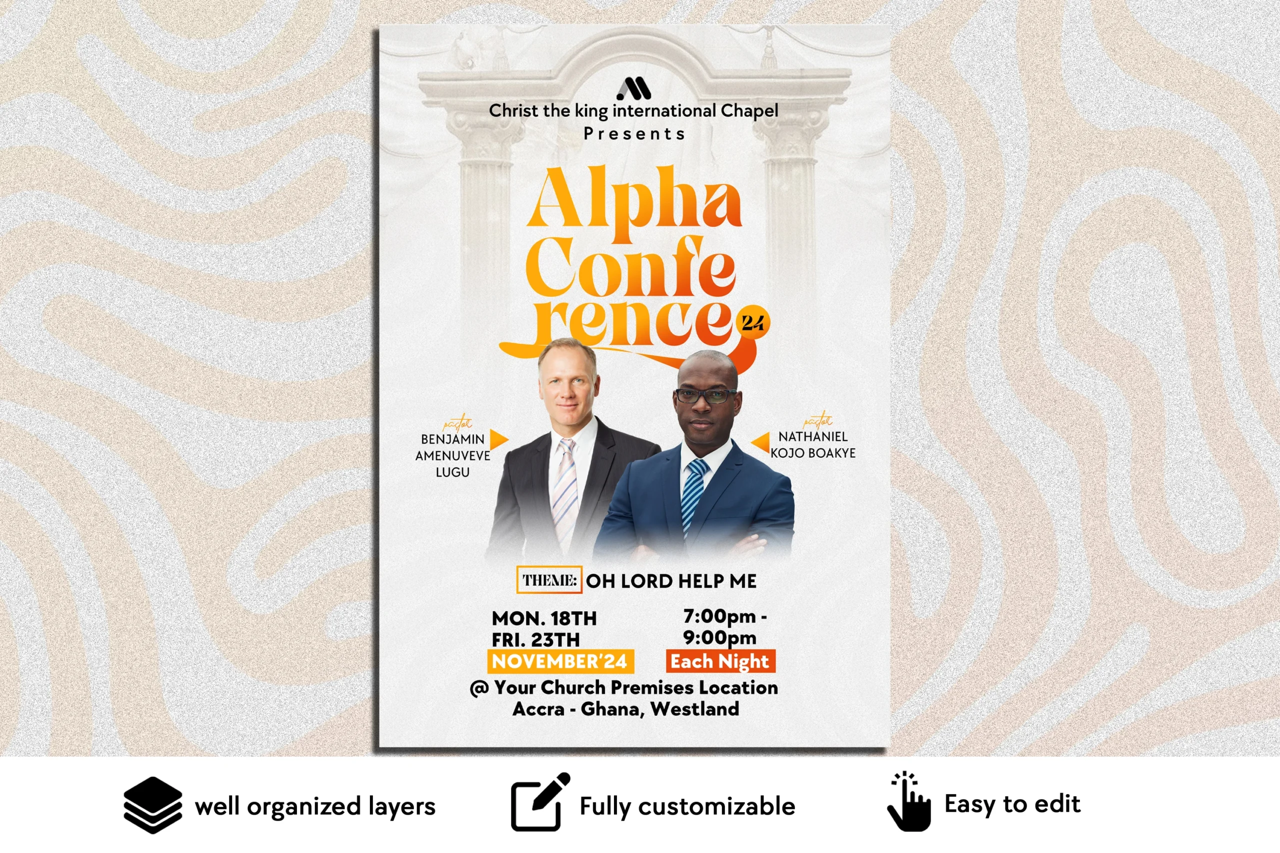 Alpha conference – free church flyer psd template