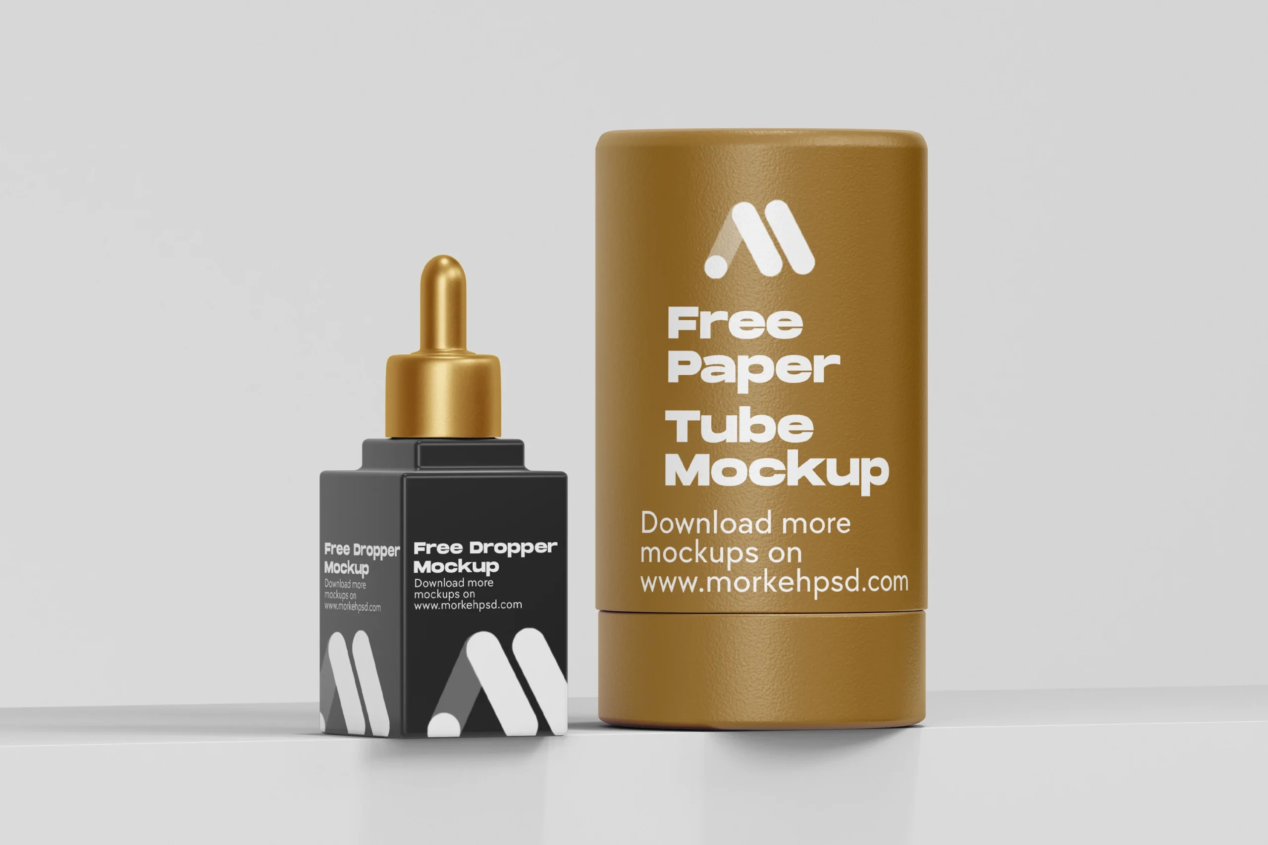 Free Square Cosmetic Dropper with Paper Tube Packaging Mockup