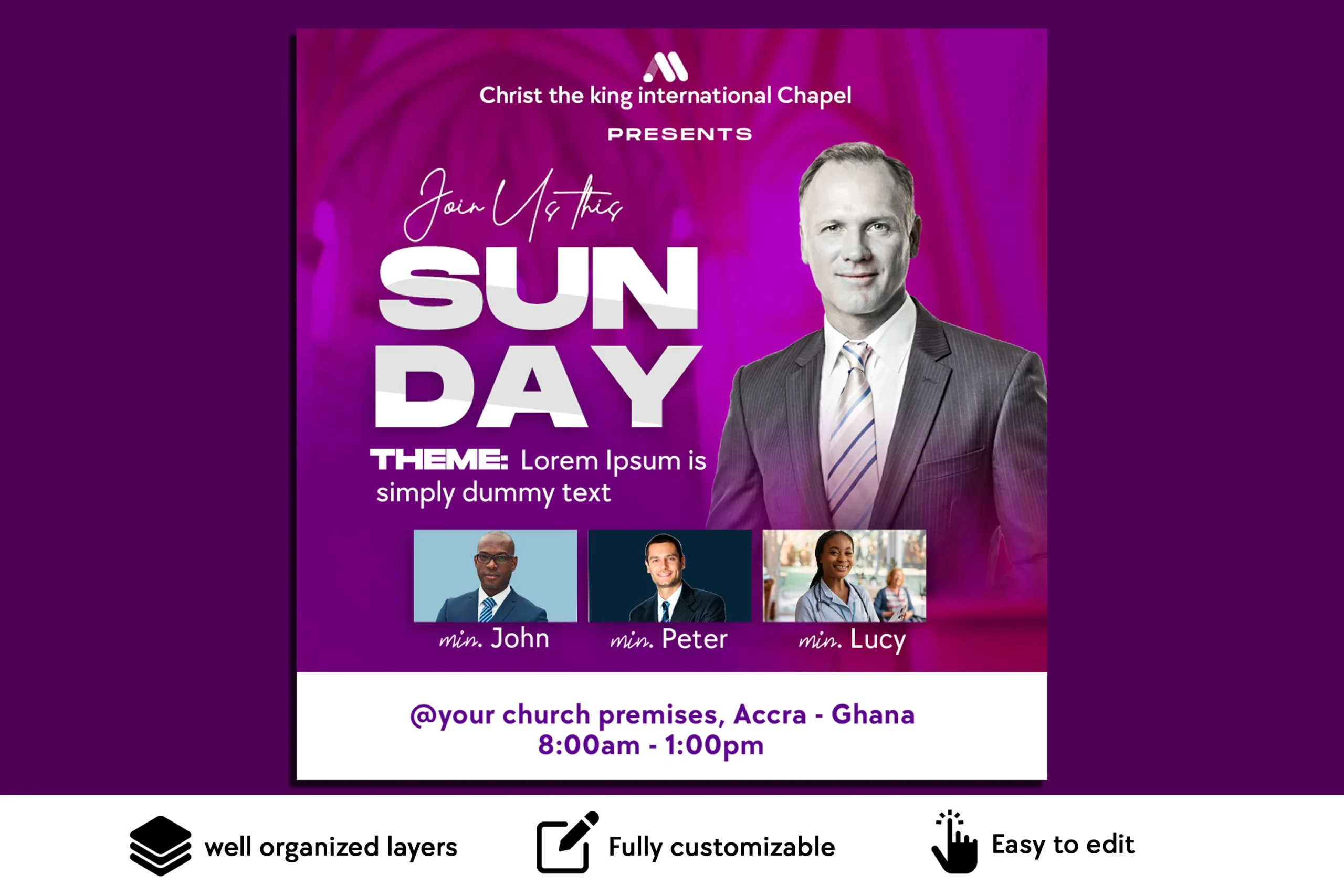 Free Sunday church flyer psd template