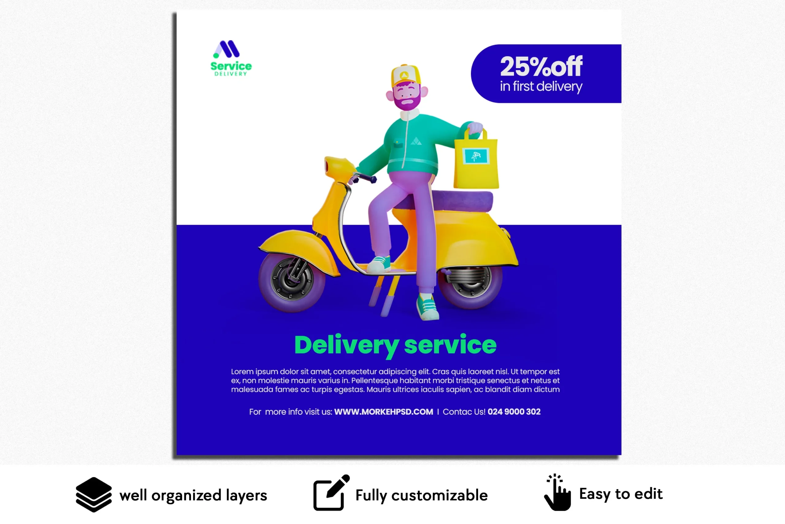 Free Delivery Service Flyer PSD Template