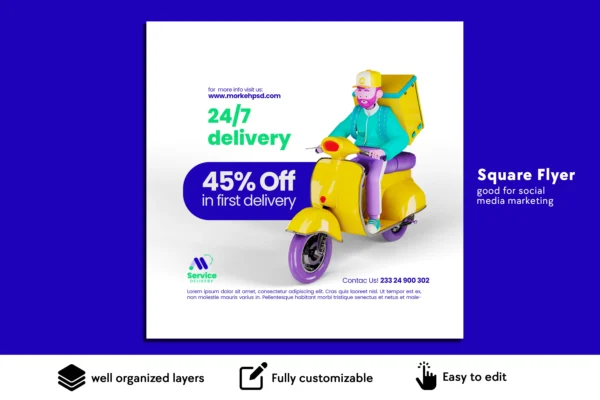 Free delivery service psd template