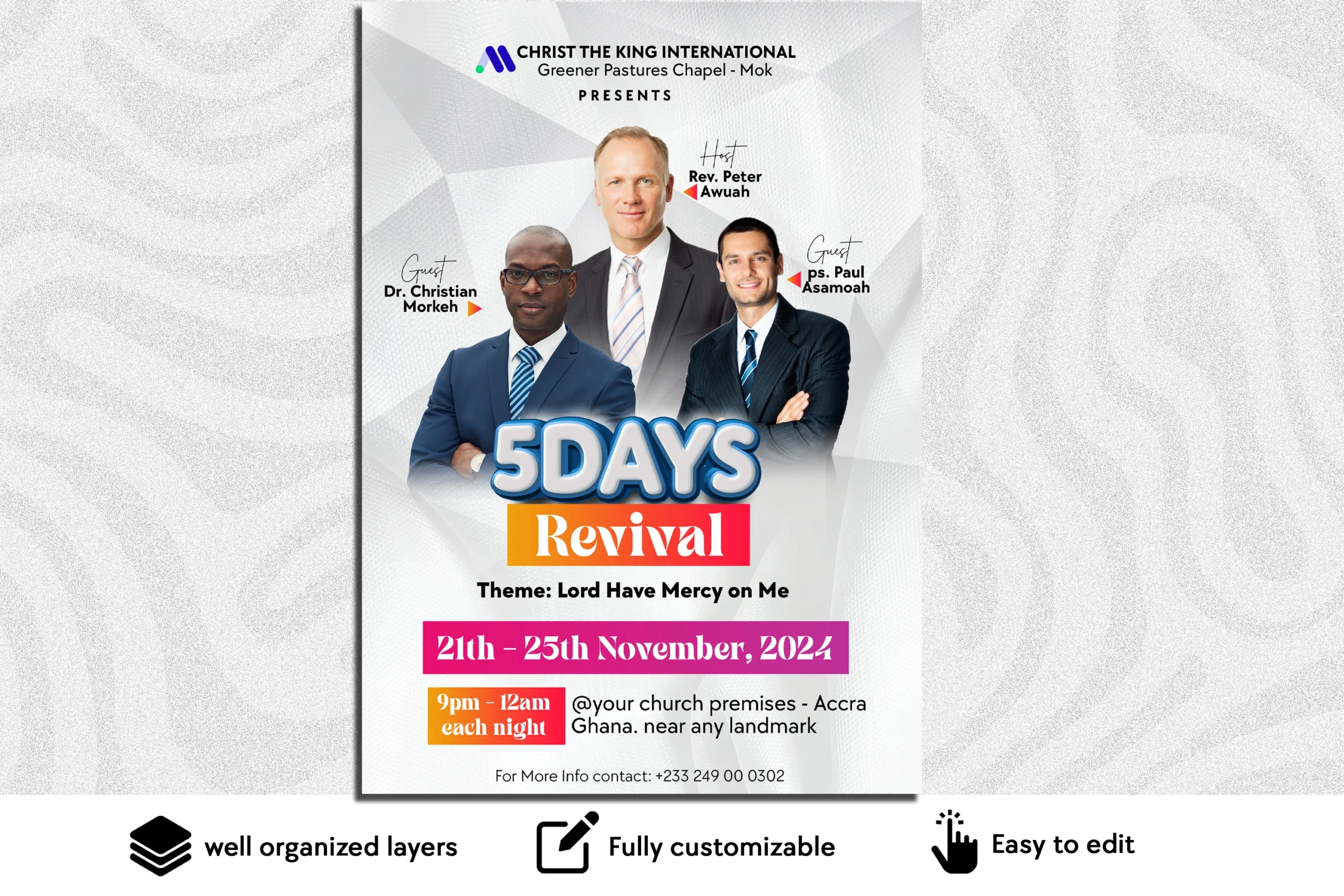 Revial church flyer  free psd template