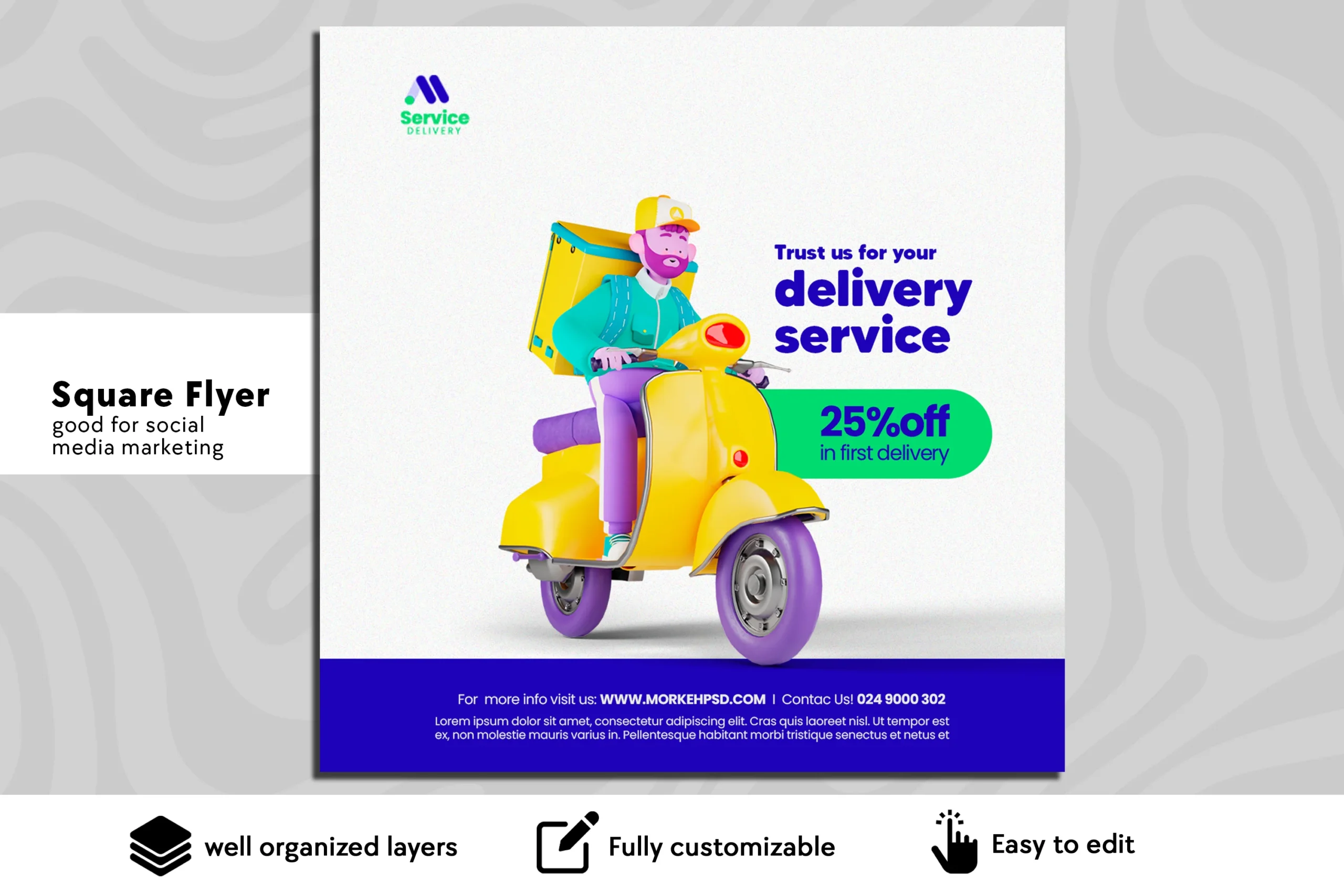 fast delivery service flyer psd template