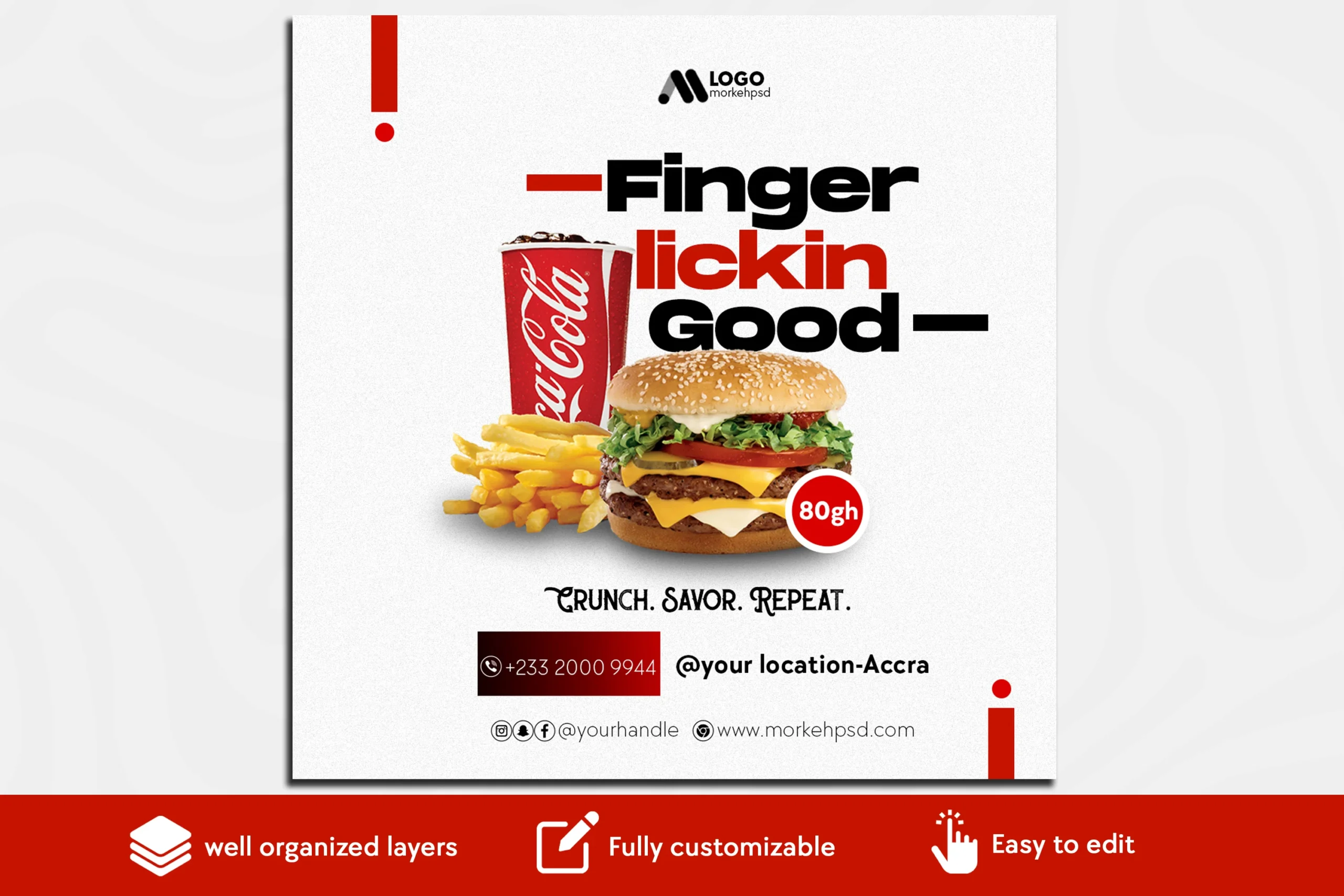 Free Food Flyer PSD Template – Finger Lickin’ Good Design