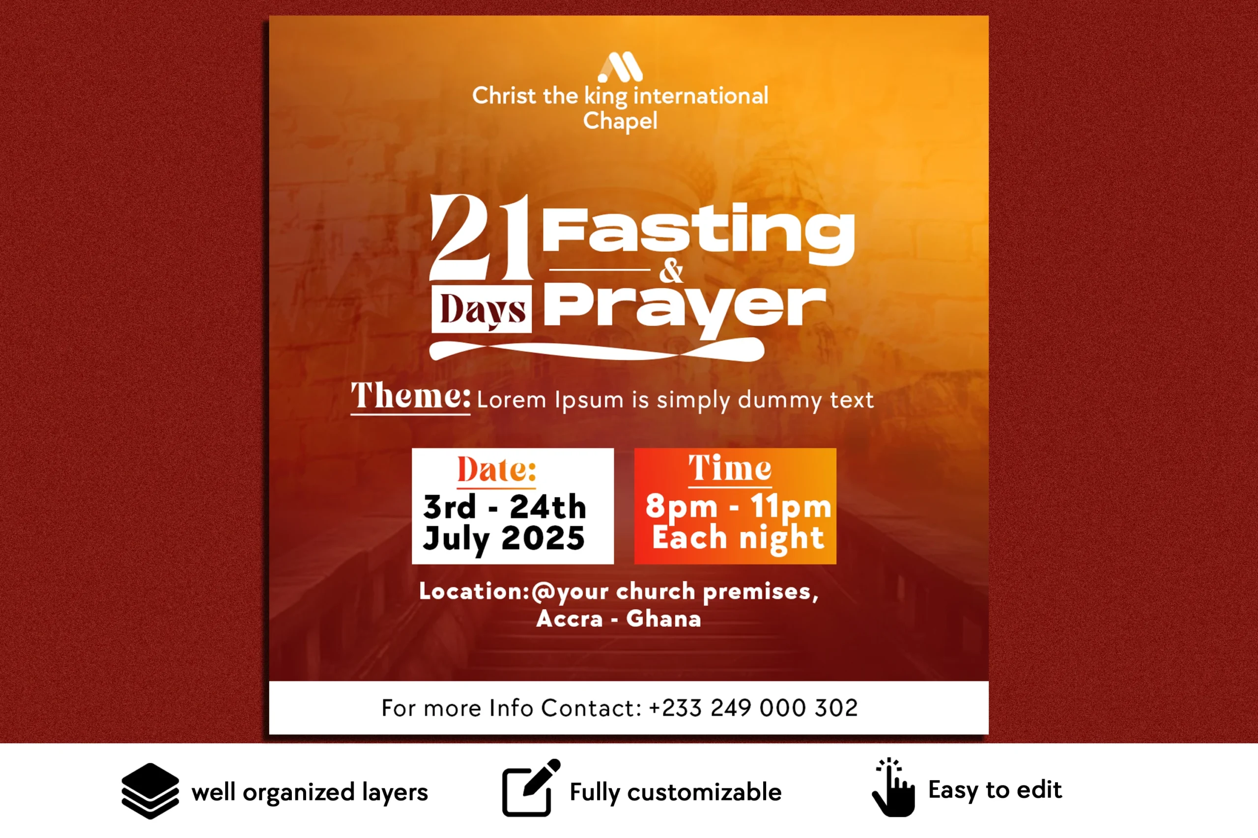 free 21days fasting & prayer church flyer psd template