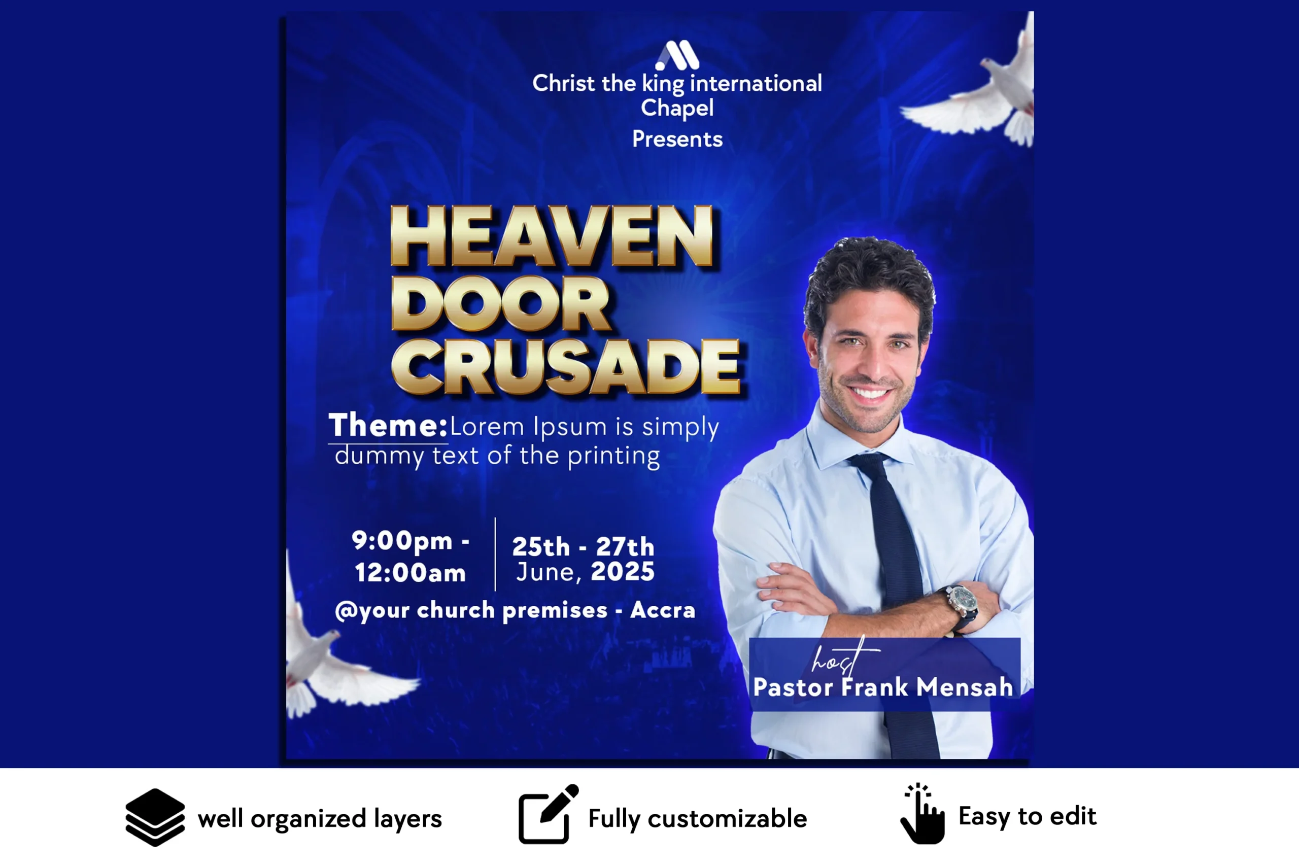 free church crusade flyer PSD template