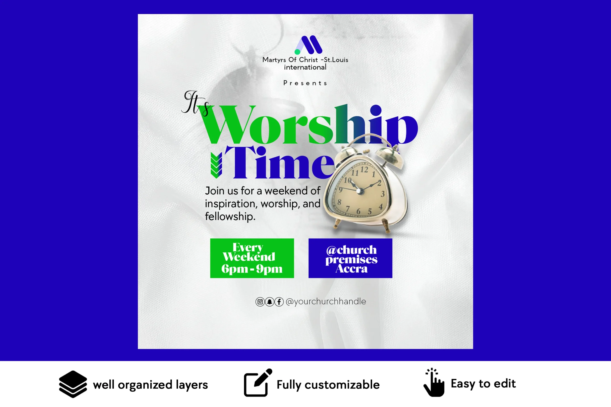 its worship time – free church flyer psd template