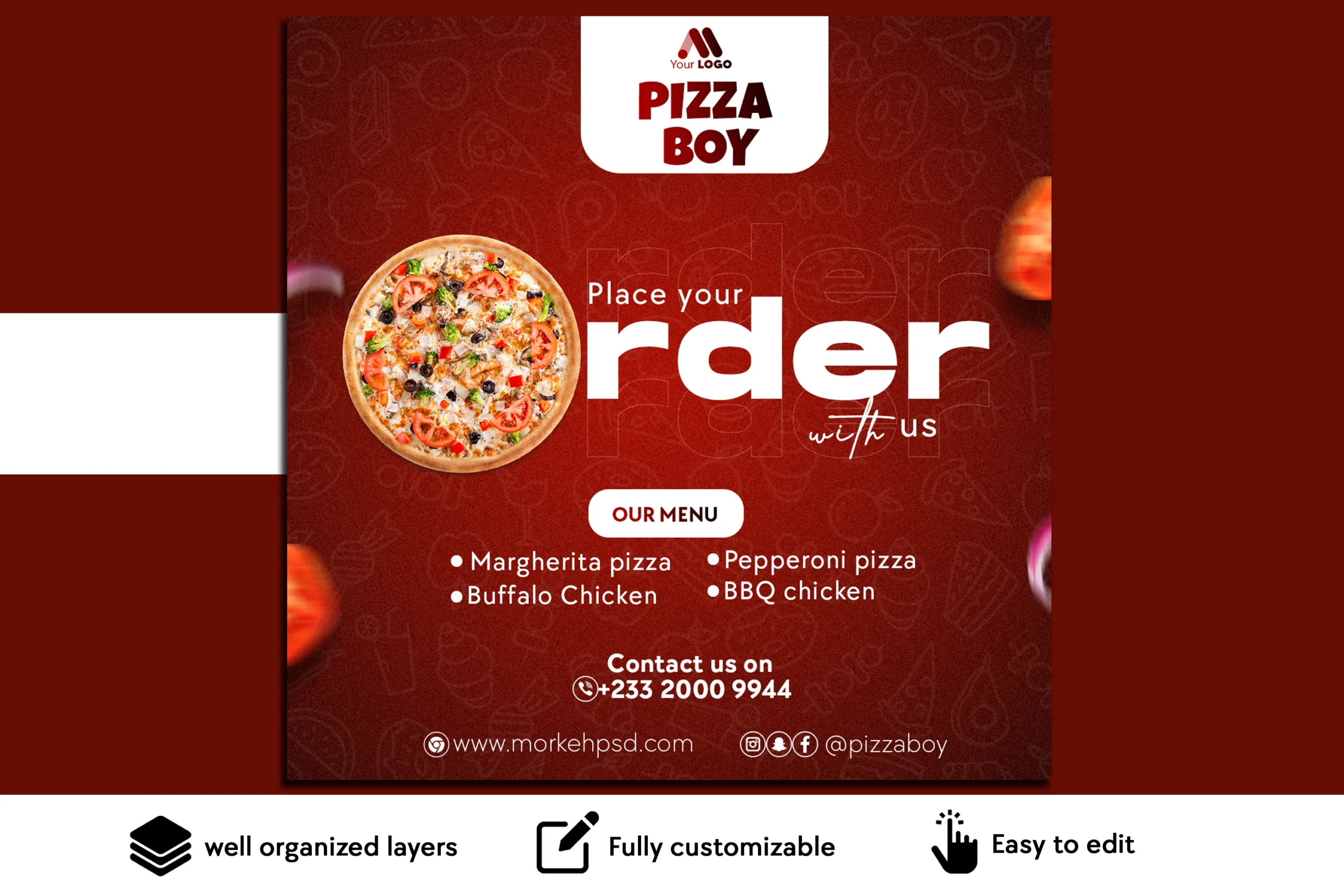 oder from us free food flyer psd template