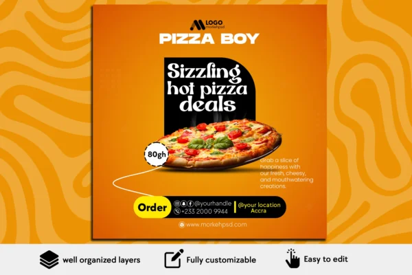 Free Pizza Flyer PSD Template - Sizzling Hot Design