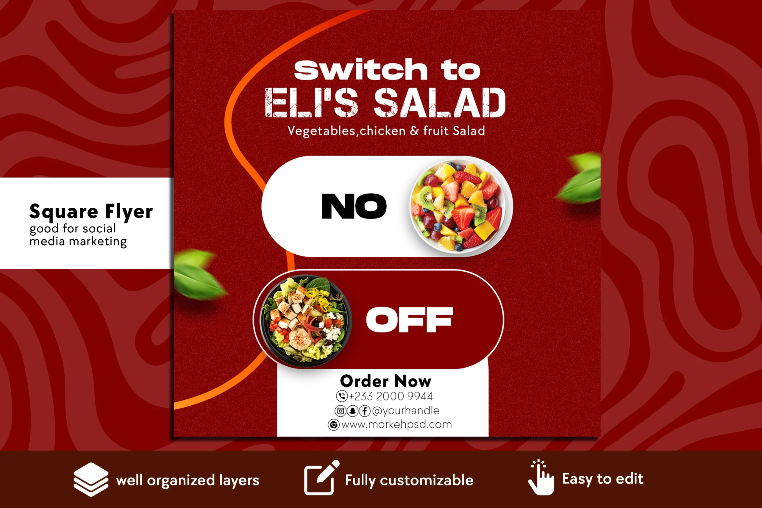 salad free food flyer psd template