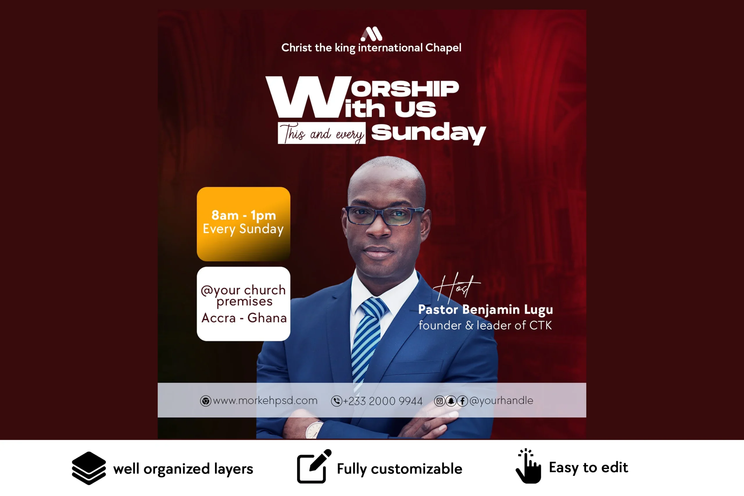 sunday service – free church flyer psd template