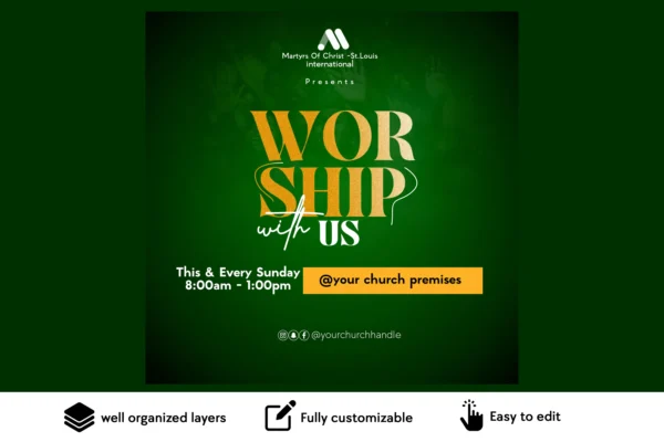 worship with us free church flyer psd template