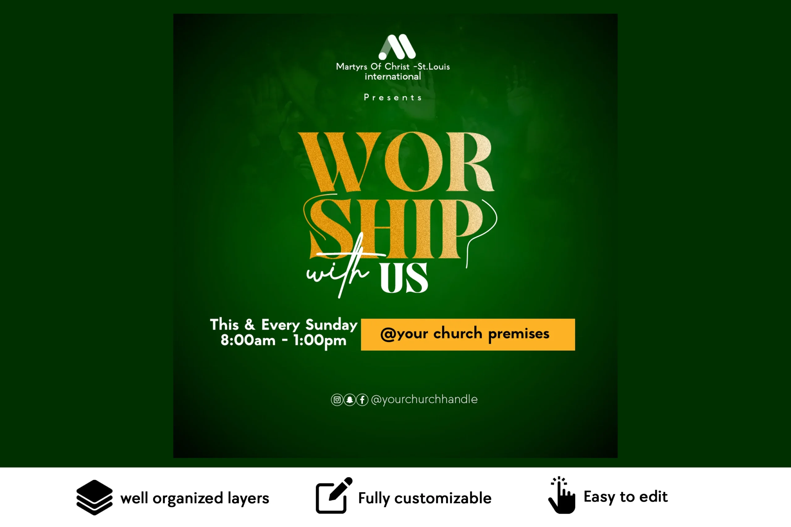 worship with us free church flyer psd template