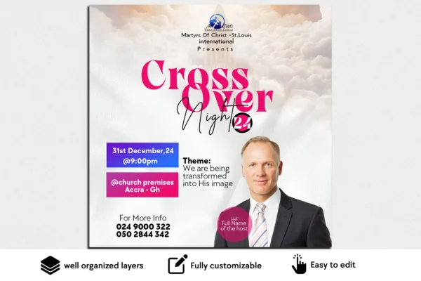 31st cross over night flyer psd template