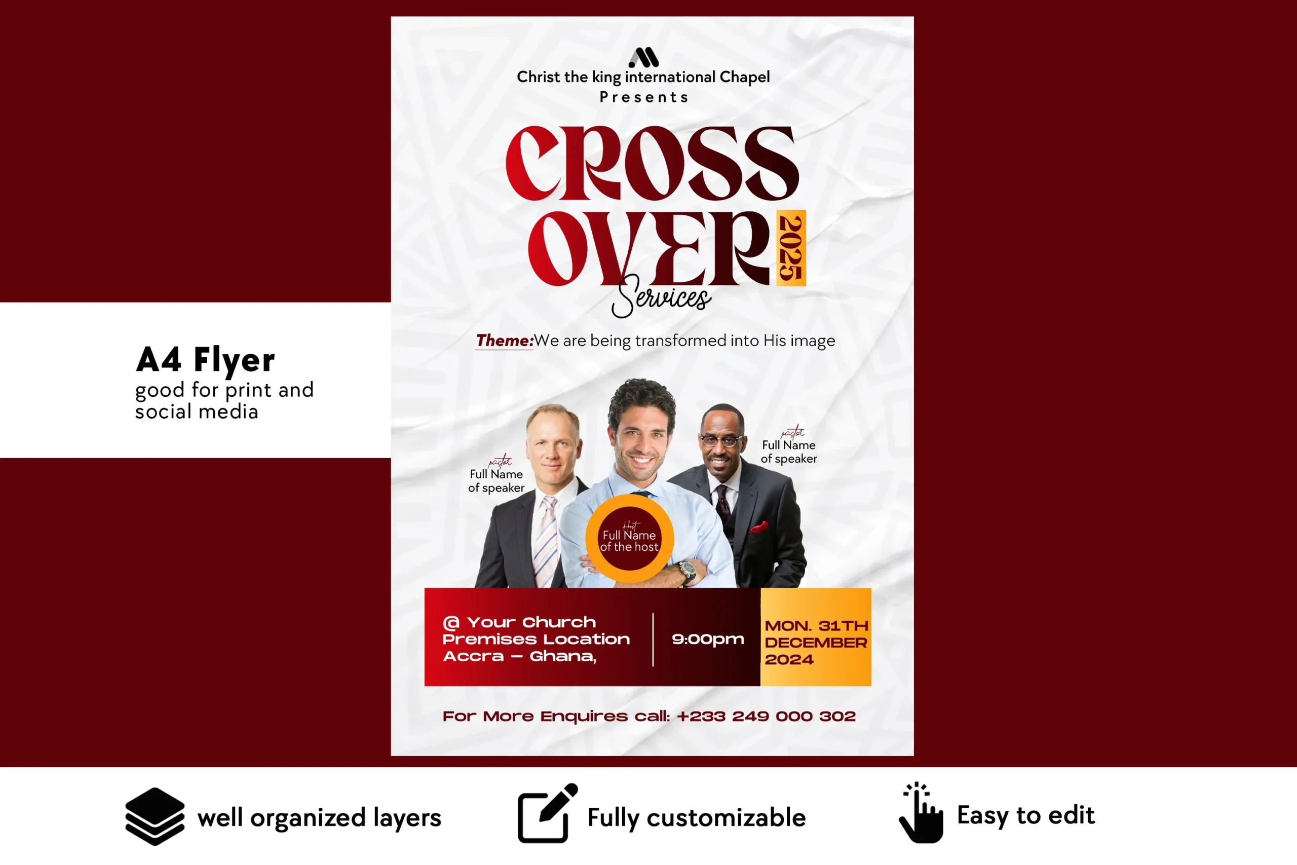 31st cross over service free flyer psd template