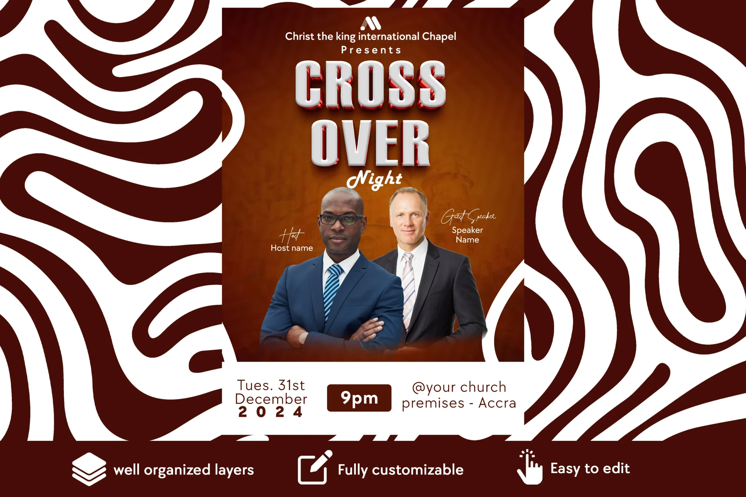 crossover night free flyer psd template