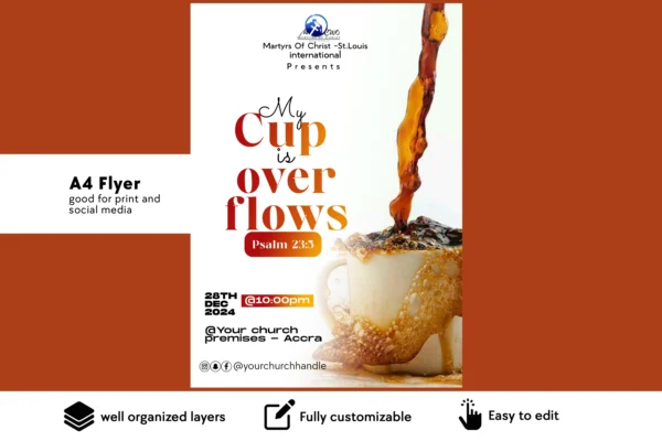 My Cup Overflows Church Flyer PSD Template