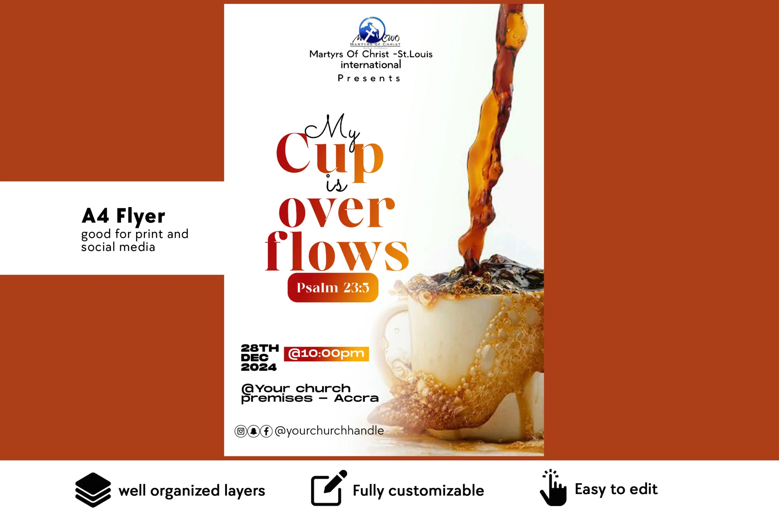 My Cup Overflows Church Flyer PSD Template