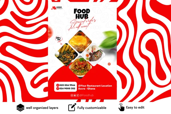 Food hub free food flyer psd template